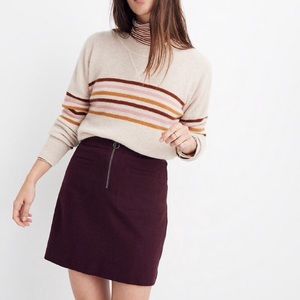 Madewell Fireside Zip Up Mini Skirt in Plum